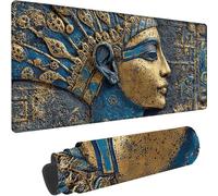 Blue Gaming Mouse Pad Large 1000x500x3 mm, Extended Mouse Mat Egyptian Pharaoh Desk Mat With Non-Slip Rubber Base, Waterproof Mousepad, Desk Pad With Stitched Edges for Home Office Decor, Gifts z-506