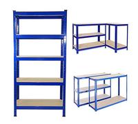 Blue Garage Shelving Units: 180 x 90 x 40cm, 5 Tier Metal Racking Storage Shelves, 875KG Capacity, Boltless Assembly, for Warehouse, Kitchen, Bedroom, Workshop, Shed - UK