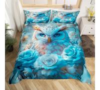 (Blue Gary, Single(No Comforter)) Girls Peacock Comforter Cover Exotic Birds Bohemian Double Bedding Set,Pink Flower Feather Ink Painting Duvet Cover Peacock Feather Printed Bedding