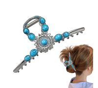 Blue Gemstone Hair Clip, Vintage Hair Clip Headpiece, Effortless Style All Day, Simulation Gemstone Flower Hair Pin Non-Slip Retro Western Hairpin
