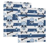 Blue Gemstone Skull 1-1/2 Inch School Binders 3 Ringed with Clipboard Pack of 1/2 Assorted Binders 200 Sheets