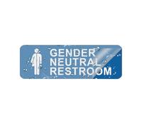 Blue Gender Neutral Restroom Sign With White Icon Metal Tin Bathroom Plaque Self Adhesive Ada Compliant Modern Toilet Sign For Office School Hospital Public Spaces Wall Door Sticker Decal 4×16 Inch