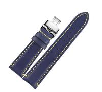 Blue Genuine Leather Watch Strap 13mm-24mm, Color 10, 22mm
