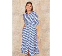 Blue Geo Swirl Print Midi Shirt Dress Yumi Blue 12
