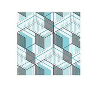 Blue Geometric Hexagons Splash Back Benjamin Tate Design Natural One Size