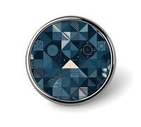 Blue Geometric Pattern Round Badge Cute Brooch Hats Jackets Decor Personalized Lapel Pin Clothing Jewelry Accessories for Wedding Party Gift
