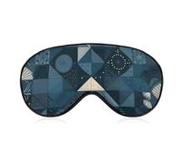 Blue Geometric Pattern Sleep Mask for Women Men Side Sleeper Eye Cover with Adjustable Strap Soft Breathable Blackout Mask Slip-Free Deep Sleeping Travel Essentials