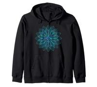 Blue Geometric Shapes Angles Pattern - Sacred Geometry Zip Hoodie