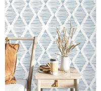 Blue Geometric Wallpaper,44 x 1000 cm Stripe Self Adhesive Wallpaper Blue and White Wall paper Peel and Stick Wall paper Self Adhesive Furniture Wrap for Living Room,Bathroom,Cabinet,Drawer,Kitchen