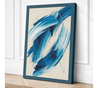 Blue Gestures Abstract Canvas Wall Art Print 24x16 Inch | Teal