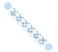 Blue Gingham 1st Birthday Pennant Banner (182cm) - Perfect for Your Little One's Special Day - 1 Pc