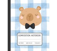 Blue Gingham Capybara Notebook for Boys - Cute Composition Book with Bow Tie | Wide Ruled, 120 Pages, 7.5x9.25 in: Charming Capybara Boy in Bow Tie - ... Journal for School, Journaling or Gifts
