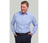 Double TWO Long Gingham Check Formal Shirt Classic Fit Long Sleeve Business Wedding Cotton Dress Shirt - Blue, 17.5in Collar
