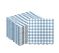 Blue Gingham Paper Napkins, 20Pcs Check Serviettes Napkins 2 Ply, Disposable Colourful Party Napkin Luncheon Tissue Paper for Picnic Birthday Wedding Baby Shower Christmas Tea BBQ Party Table Decor