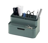 BLUE GINKGO Compact Desk Organizer - Small 5-Compartment, Half Drawer Storage - Pen Holder, Stationery Organizer for Desktop, Vanity, Shelf (Made in Korea, Green)