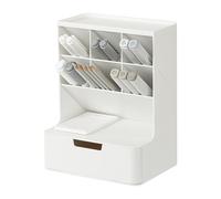 BLUE GINKGO Hive Desk Organizer - Vertical 6-Compartment, Full-drawer Storage - Space-Saving Pen Holder, Stationery Storage - Organizer for Office, School Supplies, Makeup (Made in Korea, White)