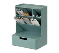 BLUE GINKGO Hive Desk Organizer - Vertical 6-Compartment, Full-drawer Storage - Space-Saving Pen Holder, Stationery Storage - Organizer for Office, School Supplies, Makeup (Made in Korea, Green)