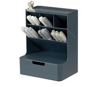 BLUE GINKGO Hive Desk Organizer - Vertical 6-Compartment, Full-drawer Storage - Space-Saving Pen Holder, Stationery Storage - Organizer for Office, School Supplies, Makeup (Made in Korea, Blue)
