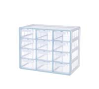 BLUE GINKGO Large 12 Drawer Storage Organizer Cabinet - Stackable Bead and Craft Storage, Hardware Small Parts Organizer, Teacher Toolbox (Made in Korea) - Blue