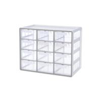 BLUE GINKGO Large 12 Drawer Storage Organizer Cabinet - Stackable Bead and Craft Storage, Hardware Small Parts Organizer, Teacher Toolbox (Made in Korea) - Grey