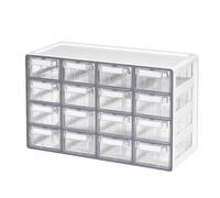 BLUE GINKGO Medium 16 Drawer Storage Organizer Cabinet - Stackable Bead and Craft Storage, Hardware Small Parts Organizer, Teacher Toolbox (Made in Korea) - Grey