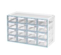 BLUE GINKGO Medium 16 Drawer Storage Organizer Cabinet - Stackable Bead and Craft Storage, Hardware Small Parts Organizer, Teacher Toolbox (Made in Korea) -Blue
