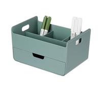 BLUE GINKGO Portable Desk Organizer - Compact 3 Compartment, Half-drawer Storage - Pen Holder, Stationery Desktop Organizer for Office, Makeup, Crafts (Made in Korea, Green)