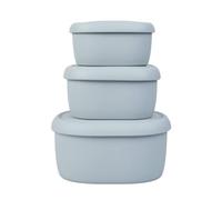 BLUE GINKGO Silicone Food Storage Container Set - Reusable Airtight Food Containers with Lids - Lunch and Bento Boxes for Adults and Kids - Freezer, Gray