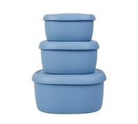 BLUE GINKGO Silicone Food Storage Container Set - Reusable Airtight Food Containers with Lids - Lunch and Bento Boxes for Adults and Kids - Freezer, Blue