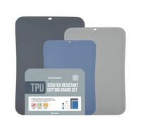 BLUE GINKGO TPU Cutting Mats [Set of 3] - Korean-Made Flexible, Knife-Friendly, Durable Kitchen Cutting Boards (Dark Grey, Grey, Blue)