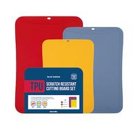 BLUE GINKGO TPU Cutting Mats [Set of 3] - Korean-Made Flexible, Knife-Friendly, Durable Kitchen Cutting Boards (Red, Blue, Yellow)