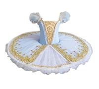 Blue Girls Professional Ballet Tutu Dress, Adult Kids Platter Pancake Swan Lake Ballerina Stage Dance Costume Party Dress,Blue,170