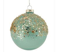 Blue Glass Bauble with Gold Stars