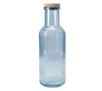(Blue) Glass Carafe with Cork Lid Water Juice Wine Pitcher Decanter Coloured Bottle 1L