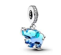 Blue Glass Elephant Charm 925 Sterling Silver Charm Compatible with Pandora Charms,and Many Other UK Charm Bracelets.