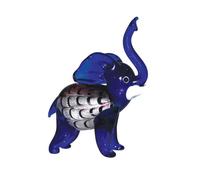 Blue Glass Elephant Ornament 8x6cm - Handcrafted Murano Style Figurine with Raised Trunk - Good Luck Glass Elephant Decor for Home, Office or Display Cabinet - Collectible Art Sculpture