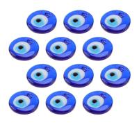 Blue Glass Evil Eye Beads Halloween Season 12pcs for Jewellery Making | Holes, High Borosilicate Glass, Flat round Shape for Charms and Bag Accents