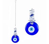 Blue Glass Evil Eye Butterfly Angel Sunflower Talisman Crystal Sun Catcher Pendant Handmade Good Luck Charm, Office, Car Decoration, Blessing Ornament (1PC Evil Eye)