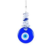 Blue Glass Evil Eye Butterfly Angel Sunflower Talisman Crystal Sun Catcher Pendant Handmade Good Luck Charm, Office, Car Decoration, Blessing Ornament (1PC Evil Eye)