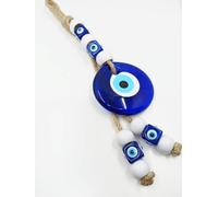 Blue Glass Evil Eye Nazar Amulet Good Luck Charm - Handmade Hanging Ornament for Home, Office, Car Decoration, Garden, Blessing Ornament, Reflects Negative Energy (Small)