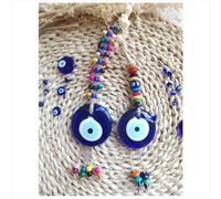 Blue Glass Evil Eye Talisman With Colored Beads - Good Luck Charm, Home, Office, Car Decoration, Garden, Blessing Ornament, Reflects Negative Energy (Style: A)