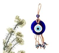 Blue Glass Evil Eye Talisman With Small Beads - Good Luck Charm, Home, Office, Car Decoration, Garden, Blessing Ornament, Reflects Negative Energy (Style: B)