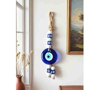 Blue Glass Evil Eye Turkish Greek Nazar Amulet Good Luck Charm - Handmade Hanging Ornament for Home, Office, Car Decoration, Garden, Blessing Ornament, Reflects Negative Energy (Large)