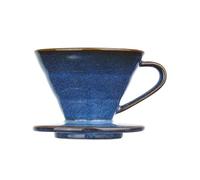 Blue Glazed Ceramic Coffee Filter Sturdy Handcrafted Drip Brewer for Pouring Over Coffee
