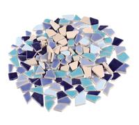 Blue Glazed Ceramic Mosaic Tiles for DIY Craft Workshops | Irregular Pieces, Cut-free Handling, Shiny Surface, for Coasters, Wall Art Panels and Floor Inlay