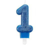 Blue Glitter 1st Birthday Candles Party Decoration 7.6-1 Pc.