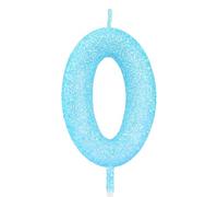 Blue Glitter Birthday Candle,Macaron 3D Flash Number 0 Candle Topper,Suitable for Girls and Boys' Birthdays Party Cake Decorations,Weddings,Anniversaries
