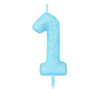 Blue Glitter Birthday Candle,Macaron 3D Flash Number 1 Candle Topper,Suitable for Girls and Boys' Birthdays Party Cake Decorations,Weddings,Anniversaries