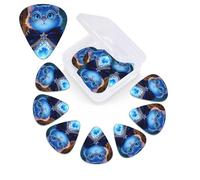 Blue Glitter Cat Guitar Picks 12 Pack with Organizer Box, 0.46 0.71 0.96 mm Includes Thin Medium Heavy Thickness,Abstract Guitar Pick Plectrums for Electric Guitar Ukulele Bass