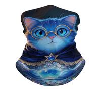 Blue Glitter Cat Neck Gaiter Breathable & Moisture-Wicking Face Mask Bandana Balaclava Sun Protection Face Cover Scarf Lightweight Seamless Design for Outdoor Sports Hiking Fishing Cycling